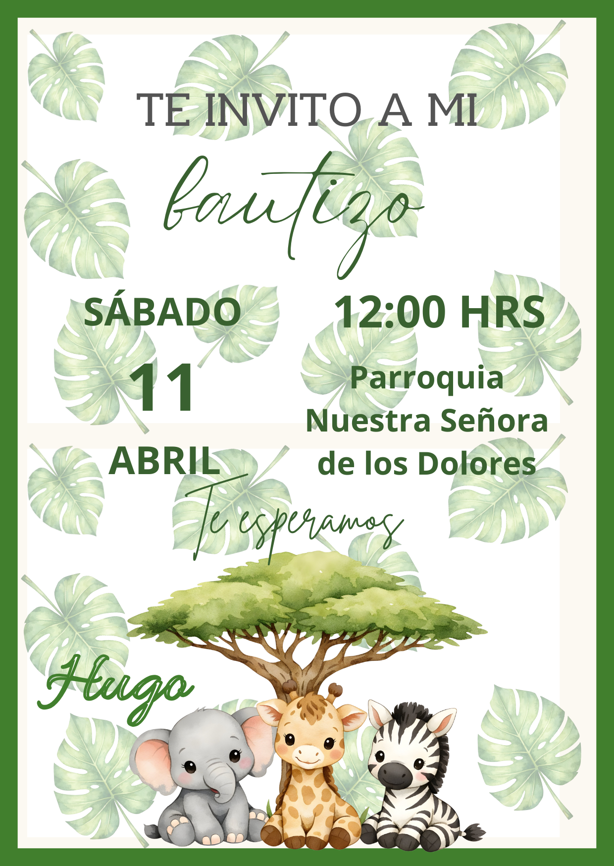 Invitación digital bautizo animales