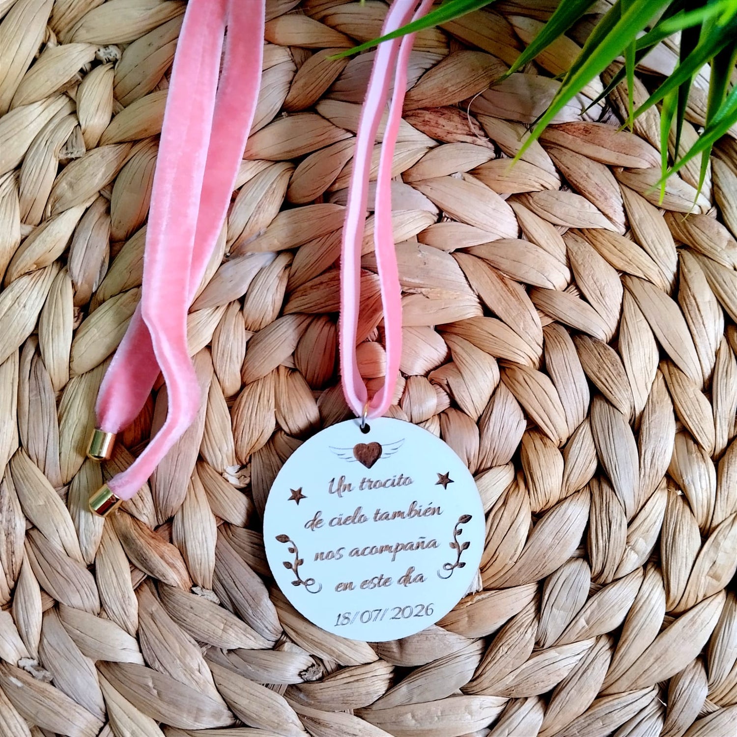medalla madera para ramo boda Canarias