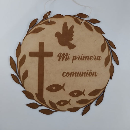 Placa madera comunión personalizada