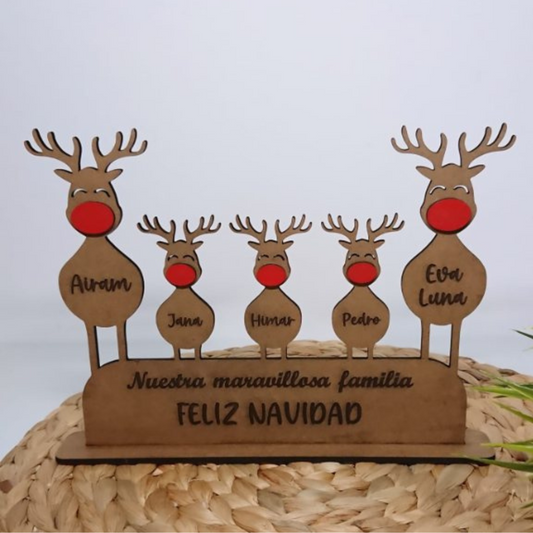 Familia de renos navideños personalizados
