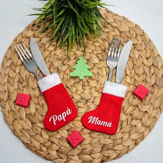 Porta cubiertos navideños personalizados