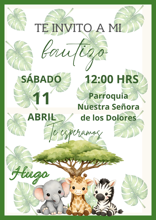 Invitación digital bautizo animales