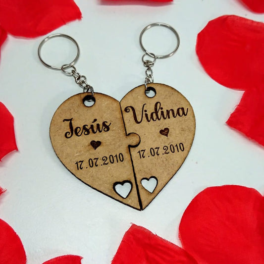 Llavero puzzle corazón pareja