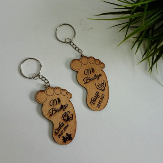 Llavero de madera bautizo personalizado