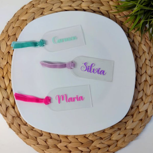 Marcasitios acrílicos personalizados con nombre