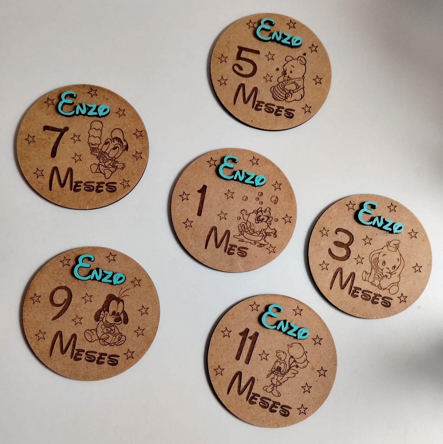 Juego de placas cumplemes bebé