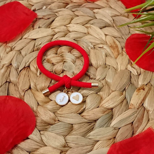 Pulsera elástica corazón e inicial