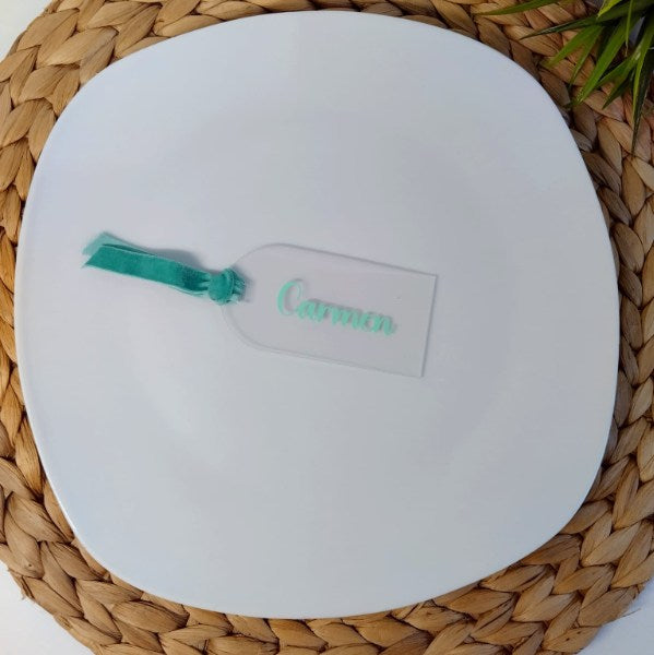 Marcasitios acrílicos personalizados con nombre