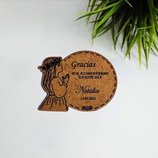Recordatorios de madera personalizados para comunión
