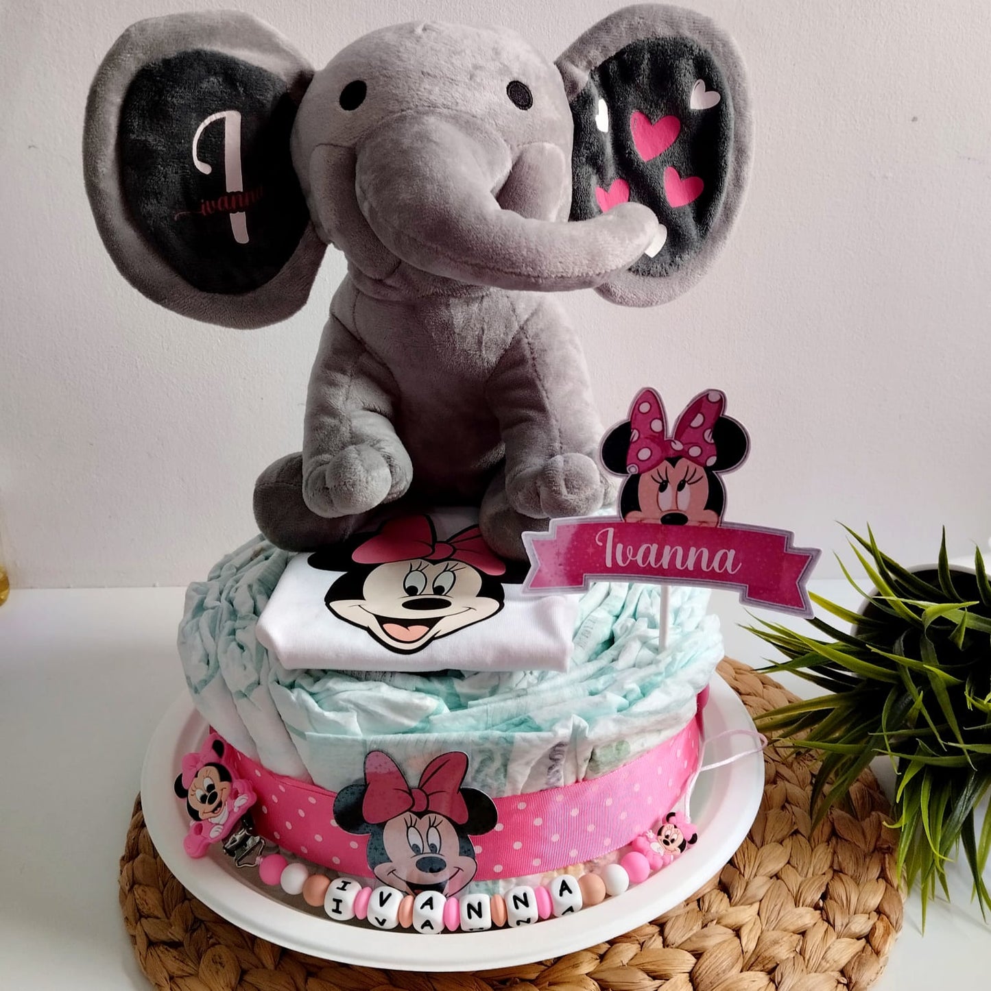 Tarta de pañales pequeña personalizada
